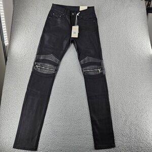 mnml Jeans Mens 30 Black X186 Moto‎ Biker Streetwear Grunge Slim Skater Stretch
